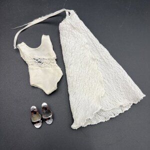 Vintage 1978 Kenner Darci White Swimsuit Cover up / Sarong & Heels